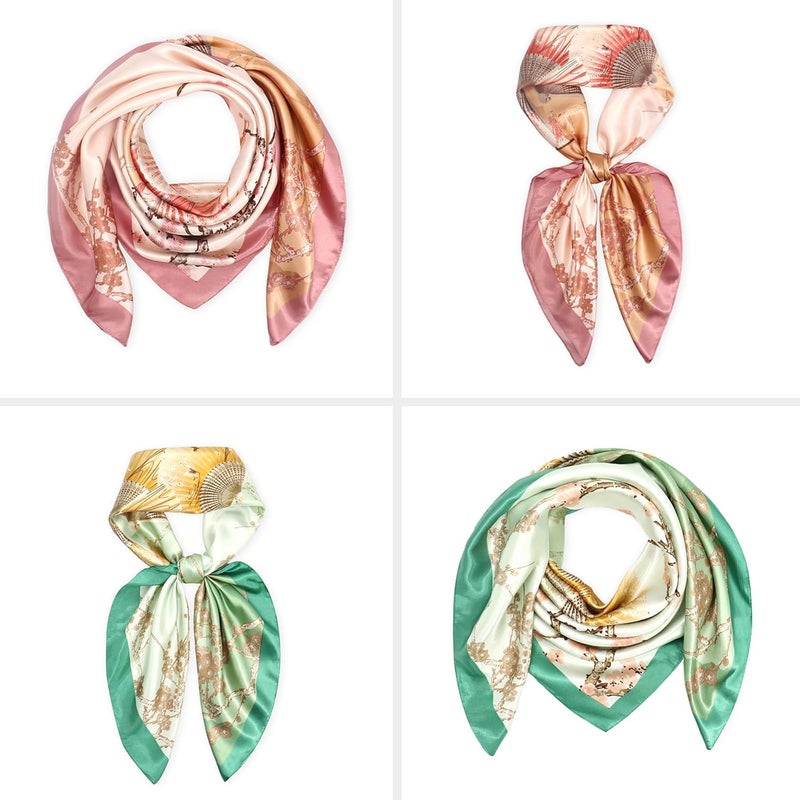 vimate 35" Square Silk Like Head Scarf - Women's Fashion Silk Feeling Scarf for Hair Wrapping and Sleeping at Night. - Image 3